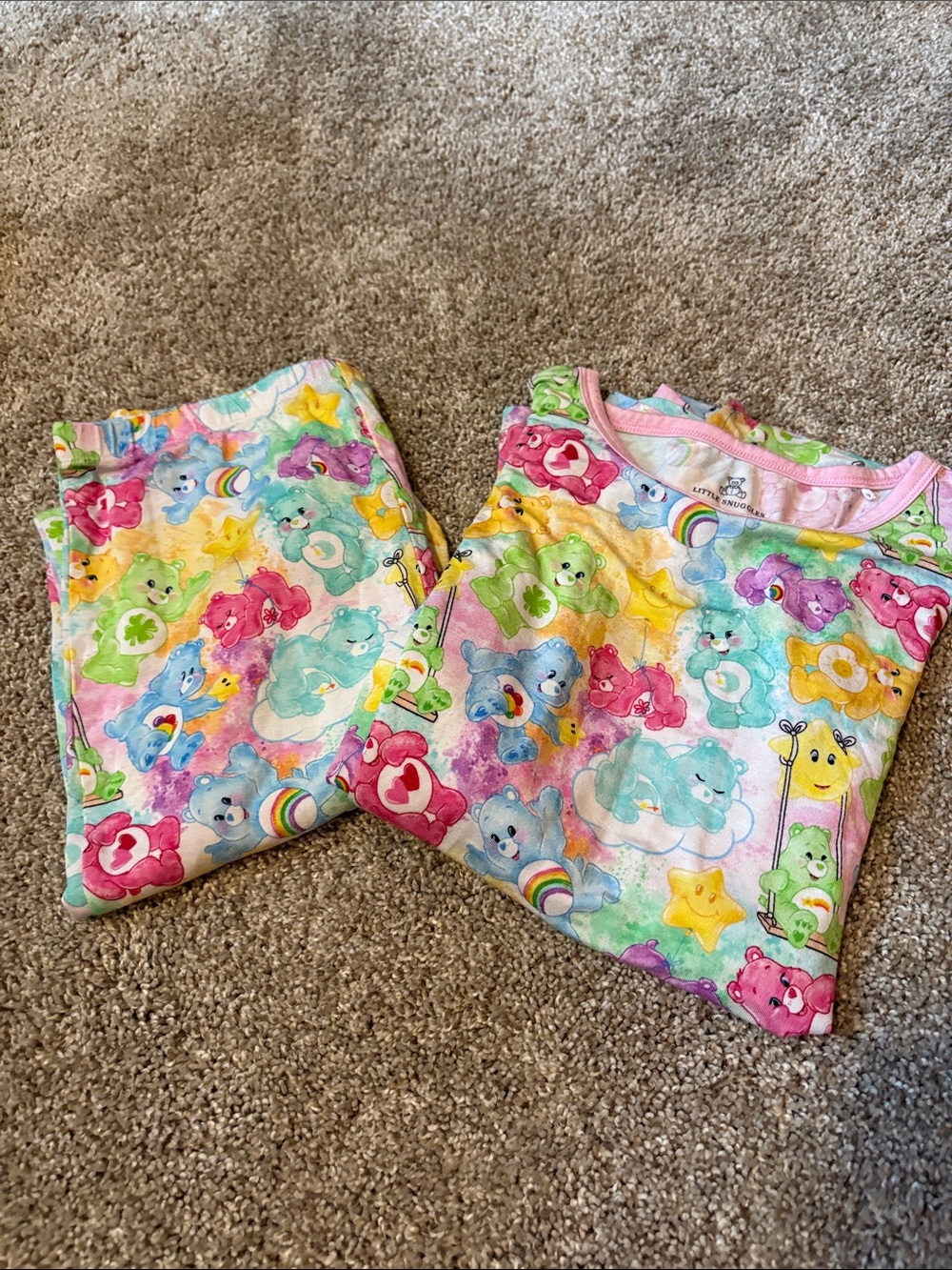NWOT Little Snuggles Care Bears Pajama Set Size 12
